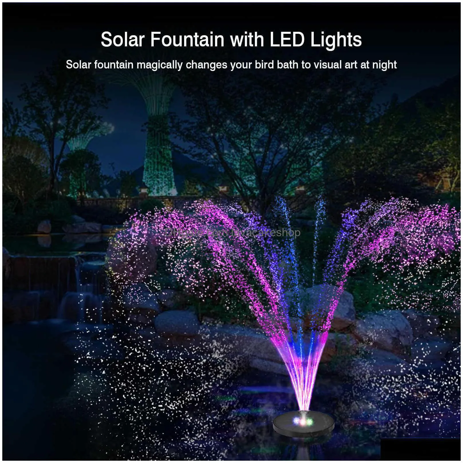 7v/3w solar water fountain pump colorful led lights floating garden fountain pump swimming pools pond lawn decor y0914