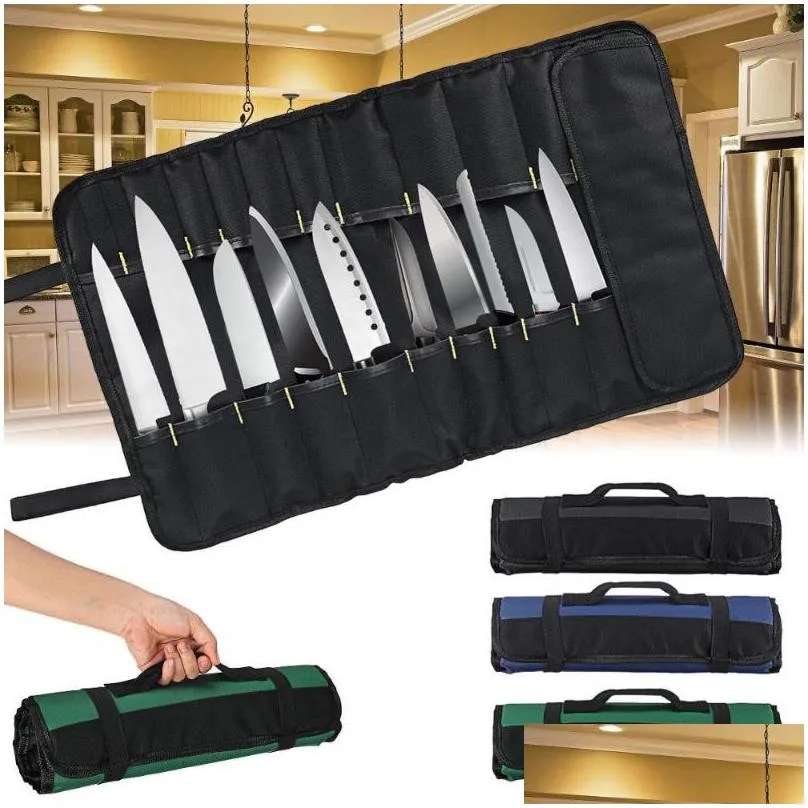 20 slots pocket chef knife bag roll bag carry case kitchen portable storage