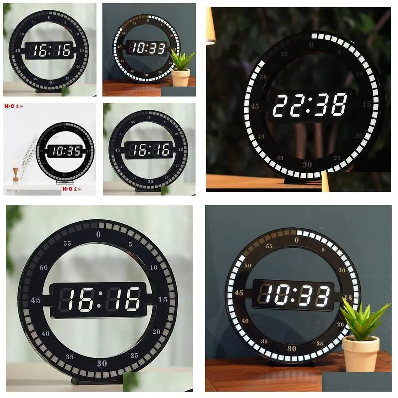 wall clocks 12 inch simple led ring clock automatic posensitive digital electronic office bedroom plastic round zm132