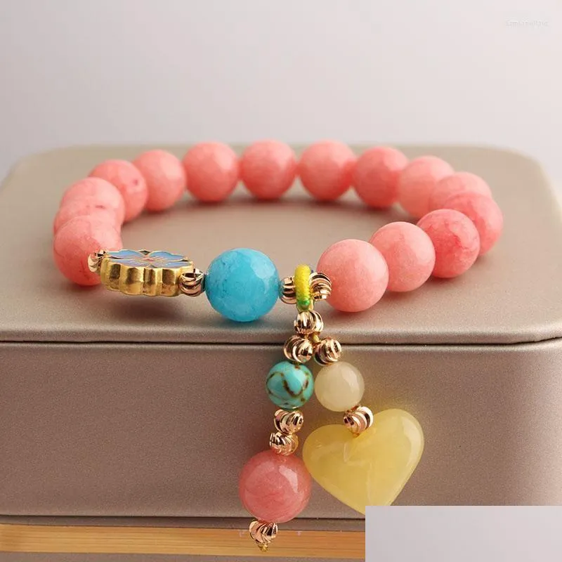 charm bracelets rose sisi chinese style bracelet heartshaped agate for women elastic beads friendship jewelry gift