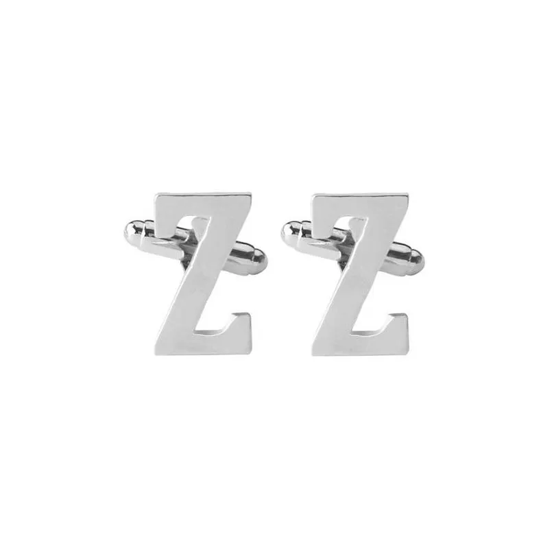 az design 26 silver letter cufflinks men french shirt cuff links for women bride fashion wedding jewelry gift