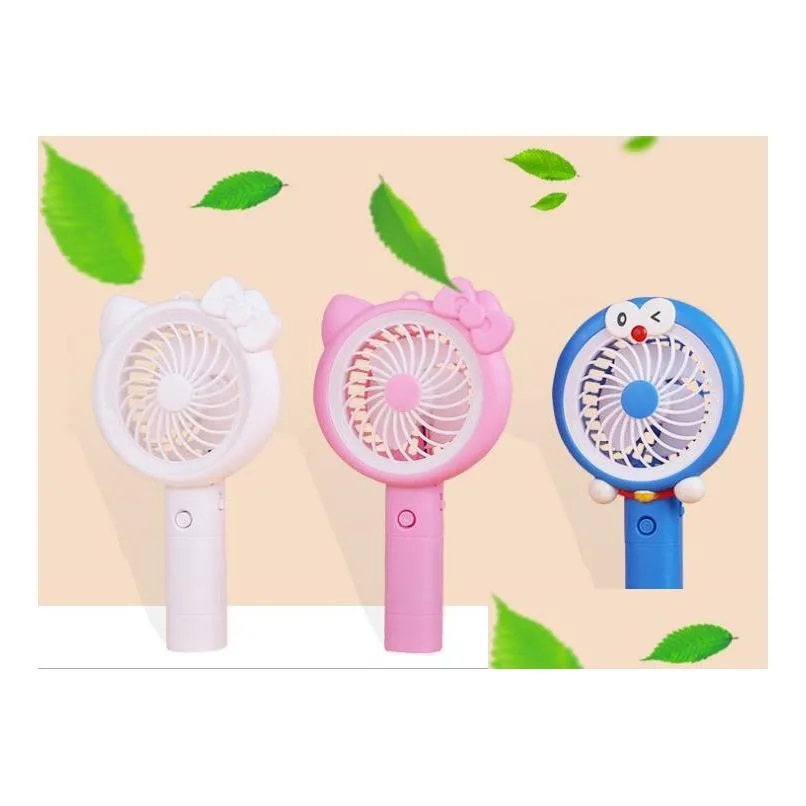 summer high fashion mini cartoon fan portable handheld mini cool air cooler usb charging led light for baby kid ship