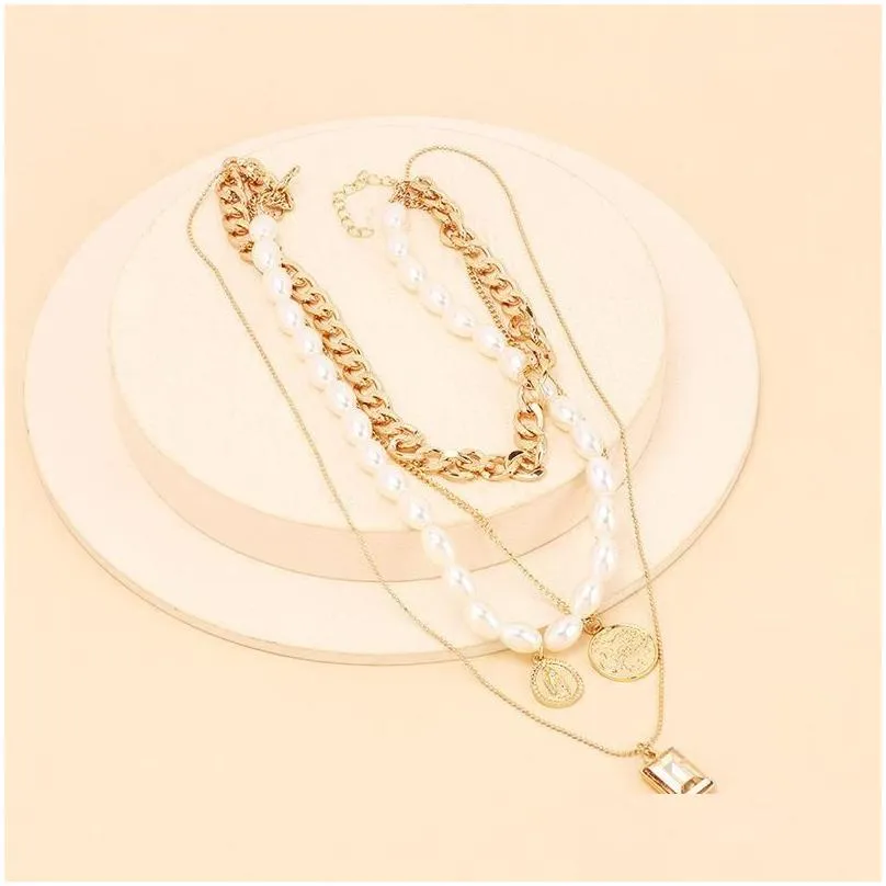 necklaces bracelet designer jewelry multilayered geometric alloy necklace creative exaggeration simple cross chain moon 2