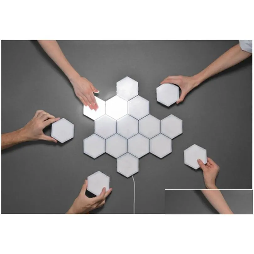 fashioni house sensitive wall lamp splicing induction led lighting lamps home el touch lights hexagonal quantum