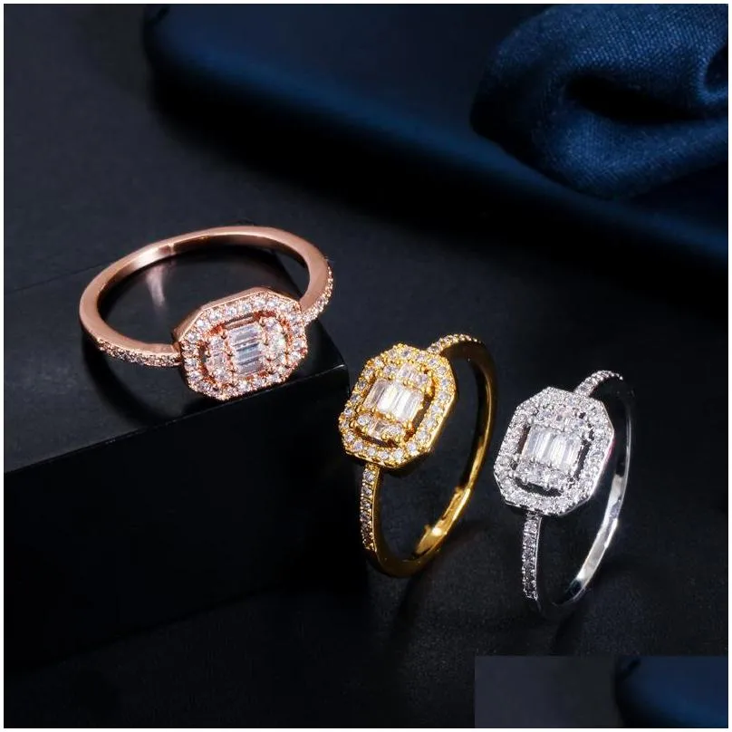 luxury jewelry wedding rings square designer ring round silver rose gold plated white aaa cubic zirconia size 69 south american engagement copper rings for