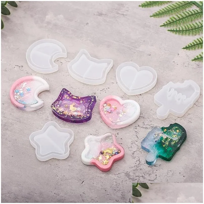 baking tools kawaii shaker silicone mold resin heart star moon ice cream uv epoxy moulds key chain pendant craft jewelry