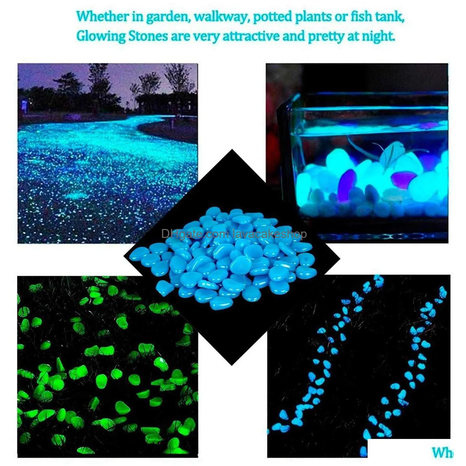 50pcs glow in the dark garden pebbles glowing stones rocks for walkways garden path patio lawn garden yard decor luminous stones y0914