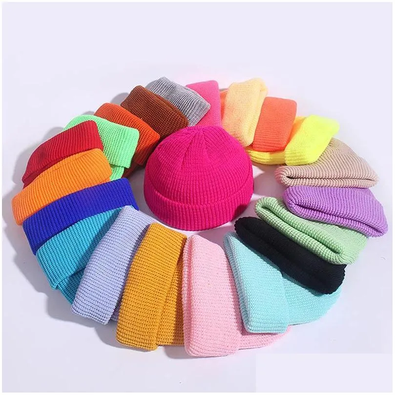caps hats short melon leather hat knitted dome watermelon woolen beanie ingot knitting cap keep warm in autumn and winter 2021