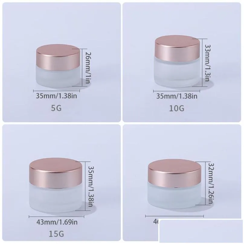 storage bottles jars clear frosted glass cream jar cosmetic container 5g 10g 15g 20g 30g 50g 60g 100g rose gold lid empty pot refillable