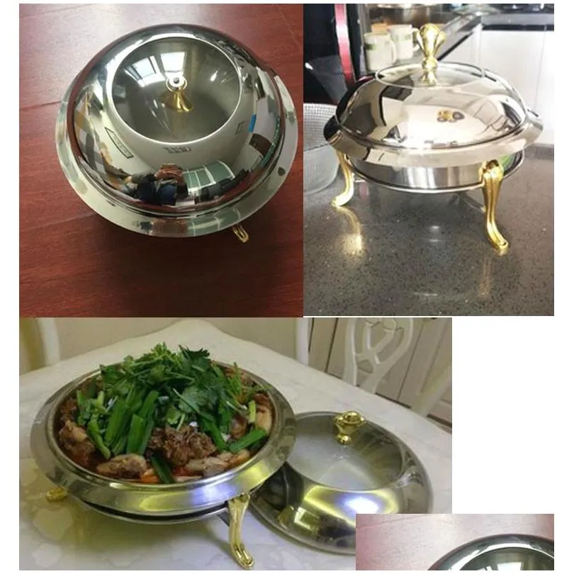 stainless steel pot set mini pot pot holder tempered glass lid 30cm gold silver chafing dish buffet pan tray warmer