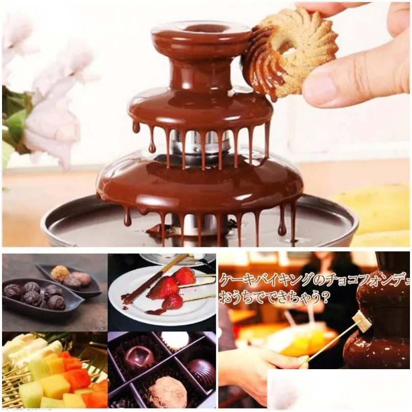 baking pastry tools diy 3tier chocolate fountain fondue mini choco waterfall machine three layers children wedding birthday heat melts