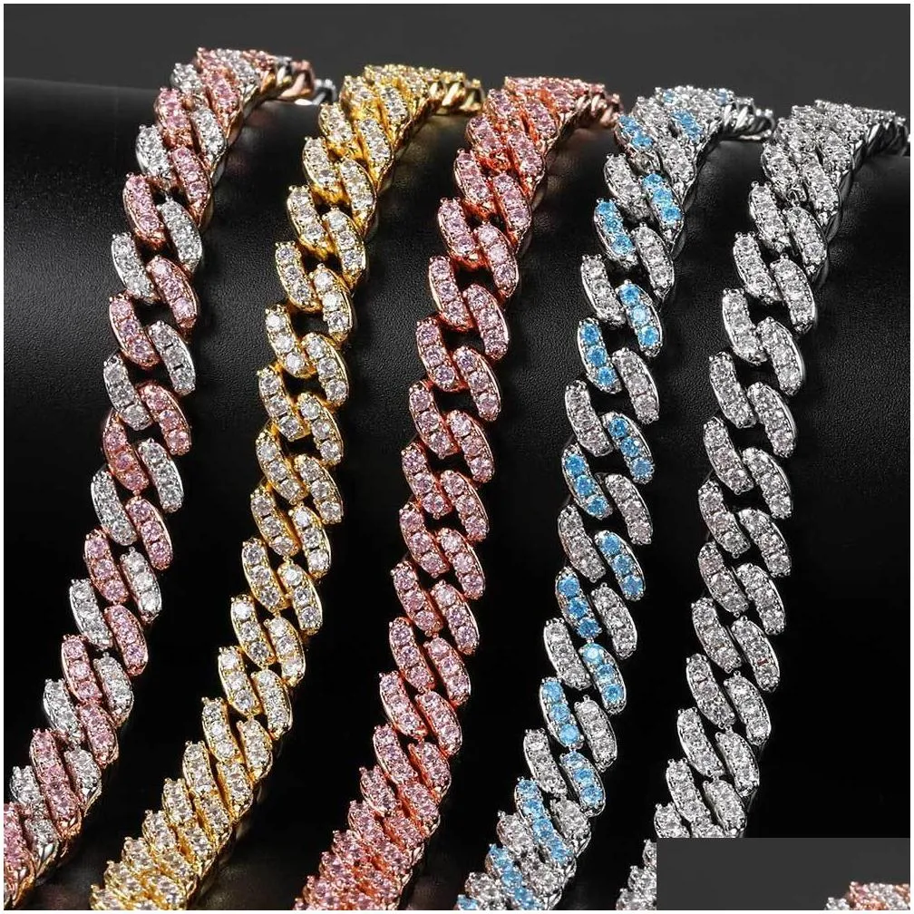 9mm hip hop cuban chain necklace bracelets jewelry set bling 18k real gold plated tennis chains