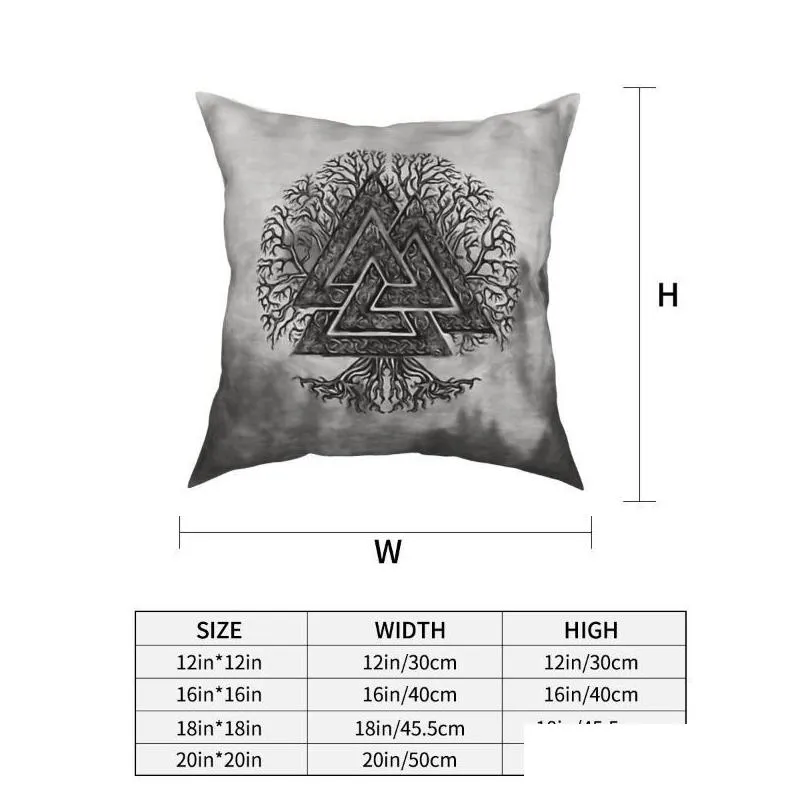 cushion/decorative pillow valknut and tree of life yggdrasil throw case vikings cushion for home sofa chair decorative hug pillowcase