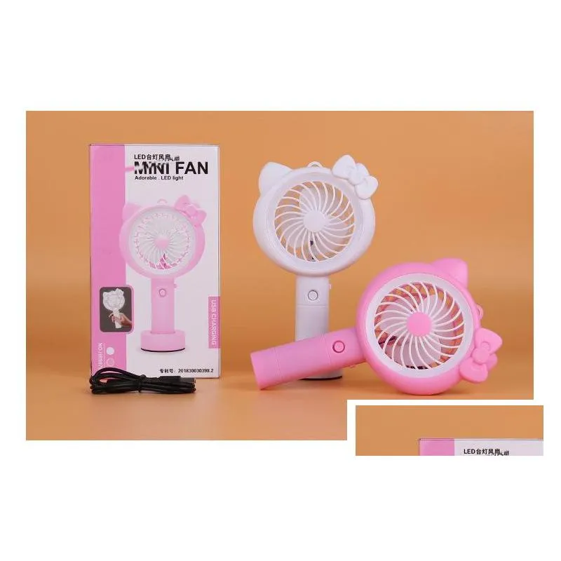 summer high fashion mini cartoon fan portable handheld mini cool air cooler usb charging led light for baby kid ship