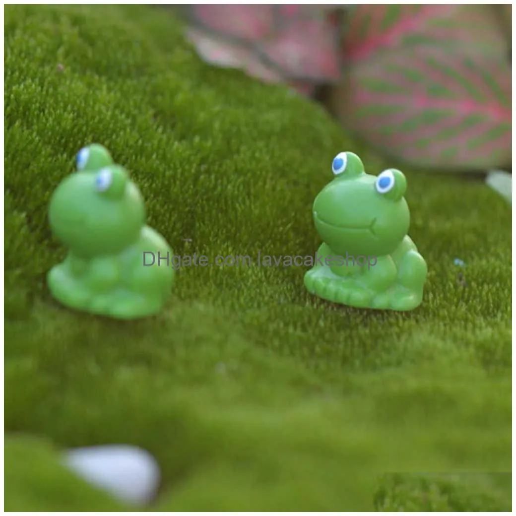 10pcs miniature bonsai diy resin crafts terrarium figurine fairy garden dollhouse blue eye frog animals statue figures decor y0914