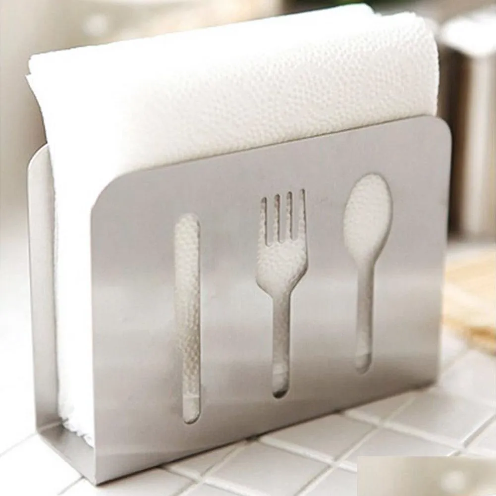 european style stainless steel spoon fork chopsticks towel rack napkin box tissue holder for home kitchen decoration