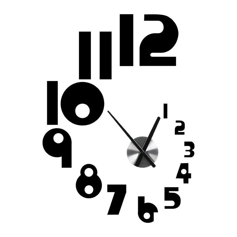  creative numbers diy wall clock watch modern design wall watch for living room home decor acrylic clock mirror stickers