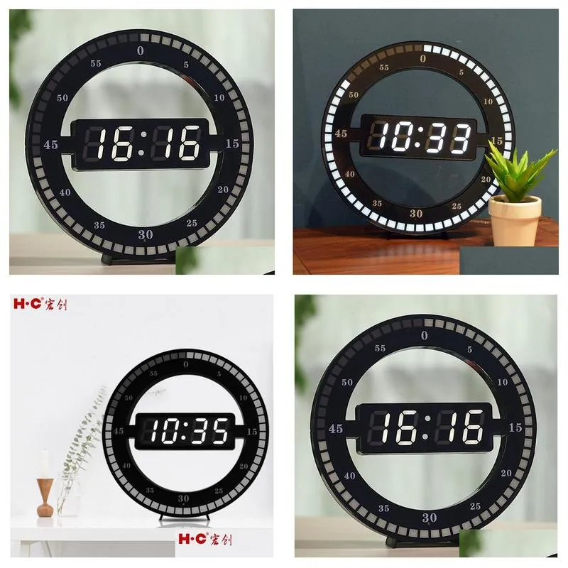 wall clocks 12 inch simple led ring clock automatic posensitive digital electronic office bedroom plastic round zm132