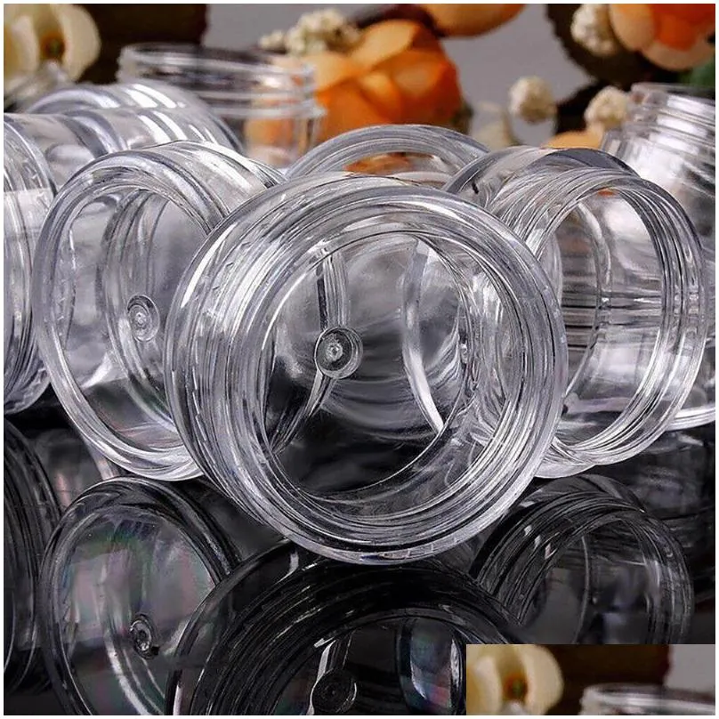 100pc 2/3/5g sample clear cream jar mini cosmetic bottles containers transparent pot for nail arts small clear can tin for