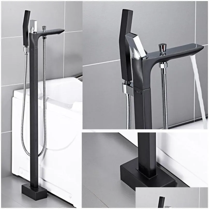 floor mounted bathtub shower faucet handheld finish standing black white bathtub water mixer taps waterfull