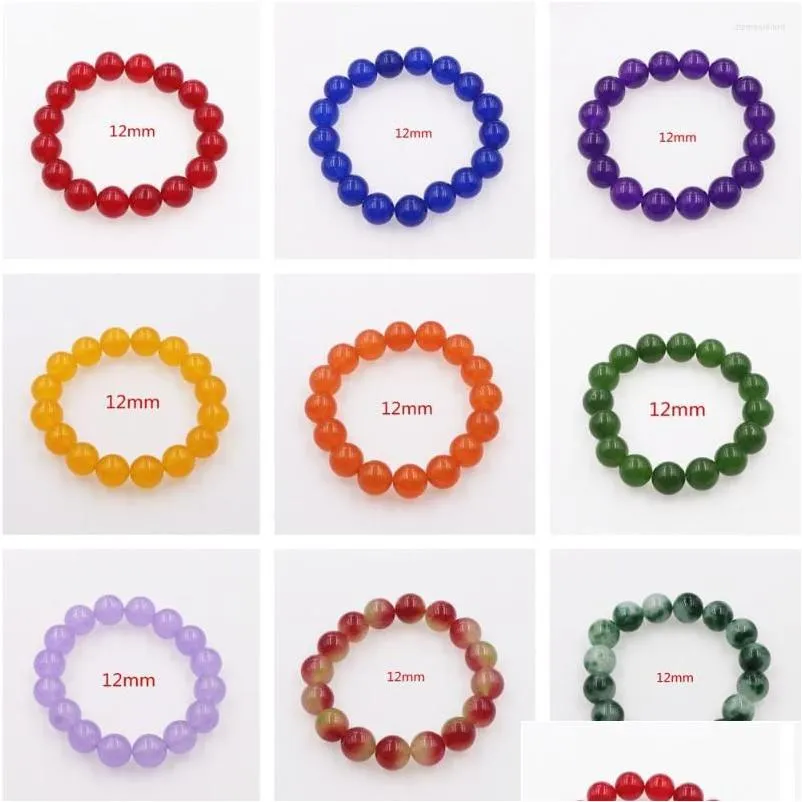 charm bracelets 15 style strecth bracelet natural stone jades crystal 12mm yoga beaded for women gift wristband jewels 19cm b366