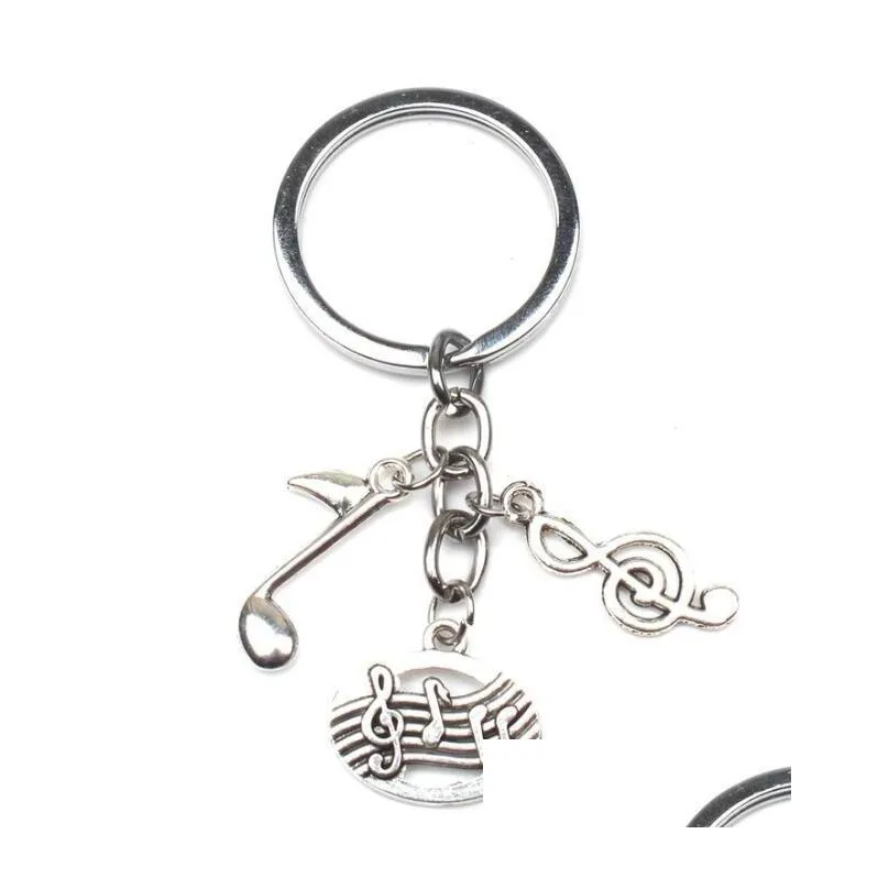 ancient silver music teacher key ring music microphone notes handmade guitar designer pianist keychain gift jewelry do your favorite