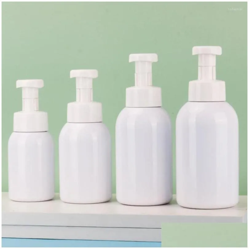 storage bottles 200/300/400/500ml hand pressure foaming white empty pump foam bottle with clip soap shampoo lotion dispenser wholesale