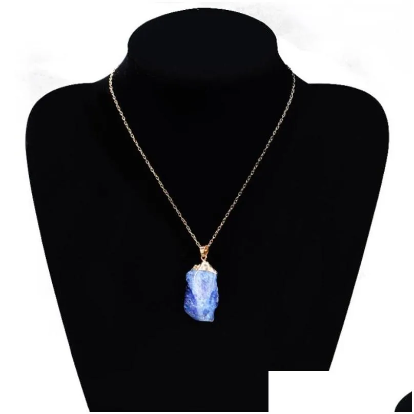party gift women men jewelry crystal quartz healing point chakra bead natural gemstone necklace original pendant plated gold chains statement