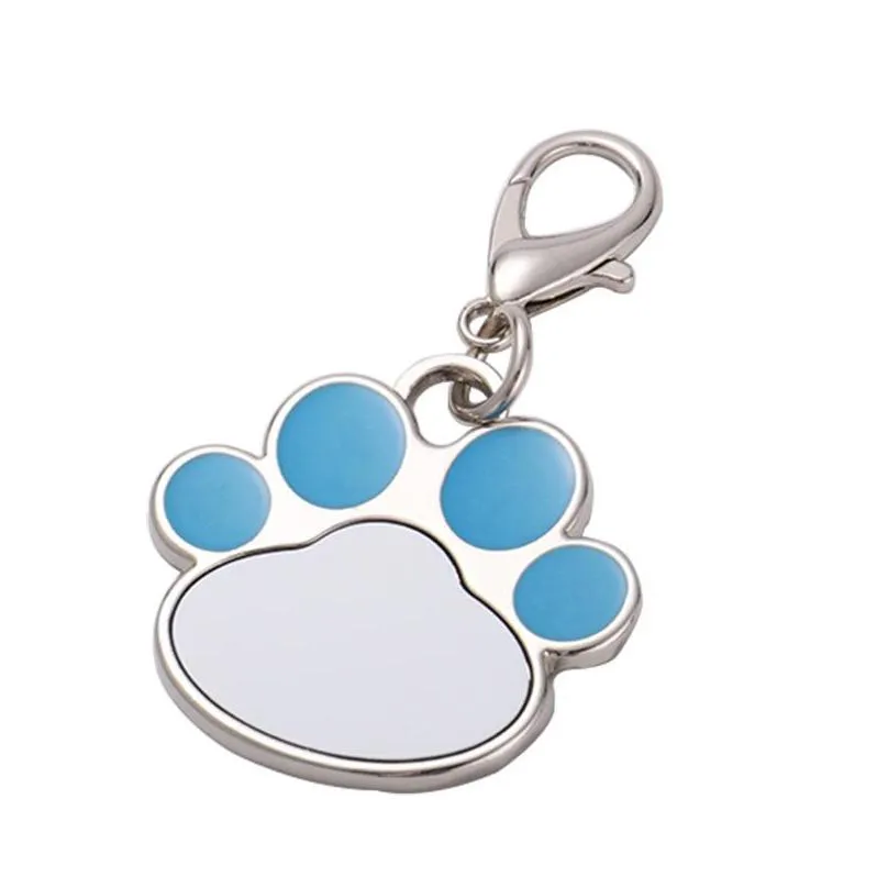 fashion thermal transter sublimation blanks dog tag keychains diy designer jewelry bone cats claws pink black blue silver alloy lovers car key rings keyring