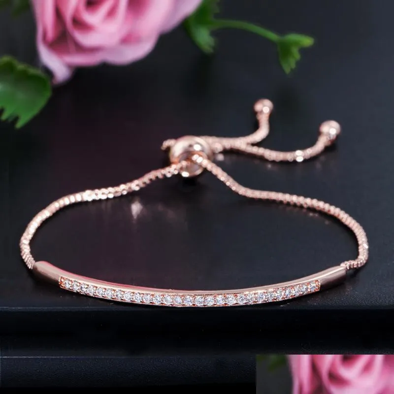 charm rose gold designer bracelet adjustable womens single row bracelet 3aaa cubic zirconia fashion copper bracelets jewelry for women party valentines day