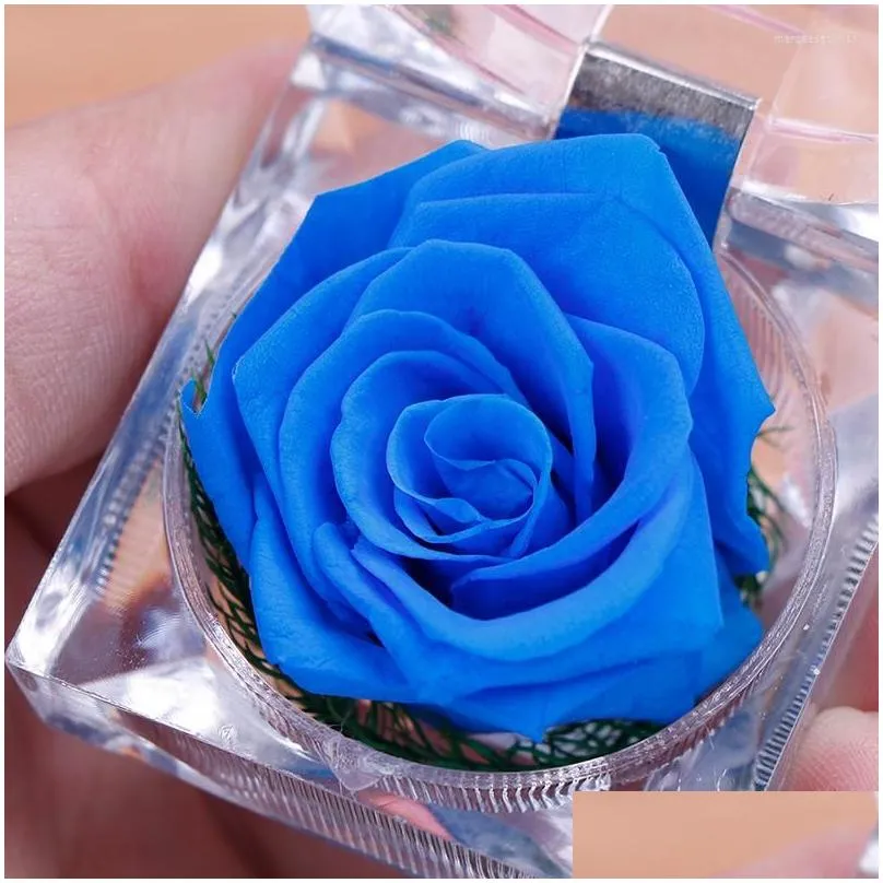 jewelry pouches wedding creative gift box immortal preserved  flower rose ring fashion valentines engagement jewellery packing