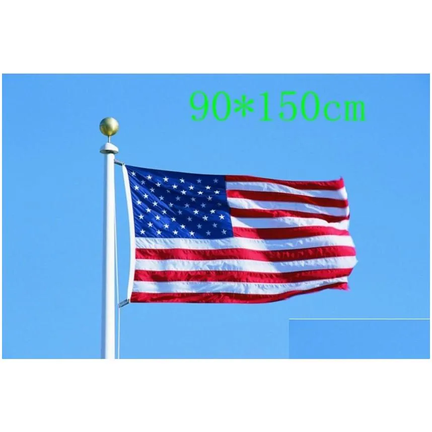 american flag 3x5 ft higt quality nylon embroidered stars sewn stripes sturdy brass grommets. usa garden flag