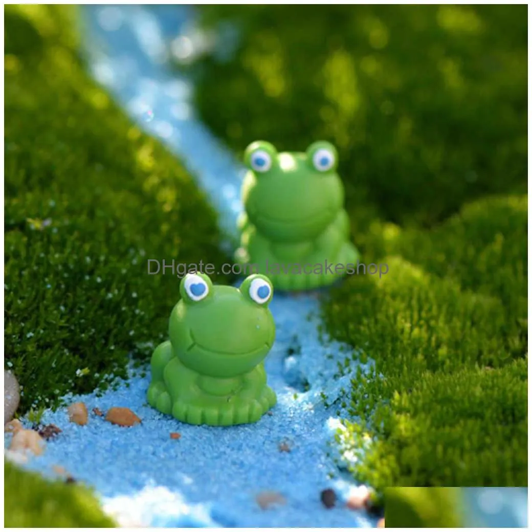 10pcs miniature bonsai diy resin crafts terrarium figurine fairy garden dollhouse blue eye frog animals statue figures decor y0914