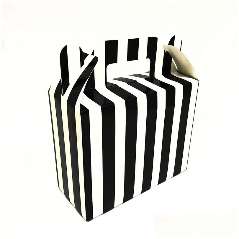 12pcs/pack black stripes theme candy boxes gifts boxes baby shower birthday party decorations black stripes candy case