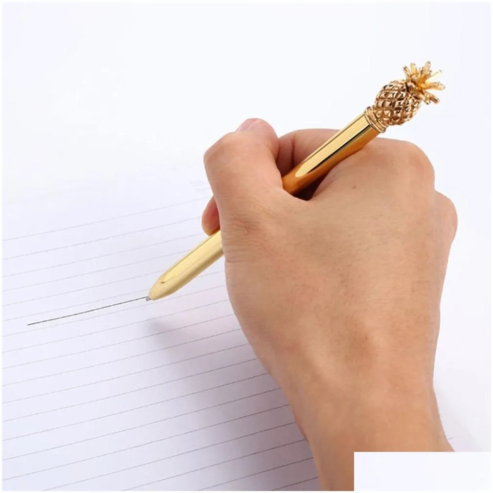 1mm ballpoint pen cute pineapple shape pens black ink gel pens student stationery smooth writing roller ball school supplies