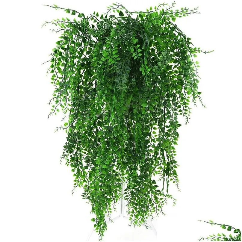 decorative flowers wreaths 82cm 5 forks artificial plant vines wall hanging green crafts fake leaves plastic orchid rattan home garden