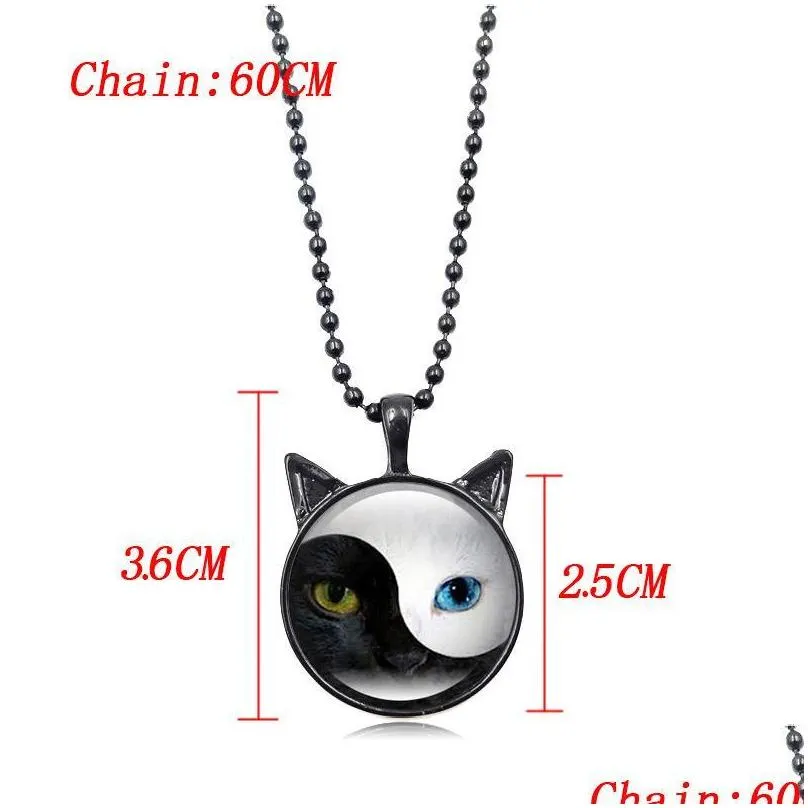 pendants tai chi yin yang cat necklace