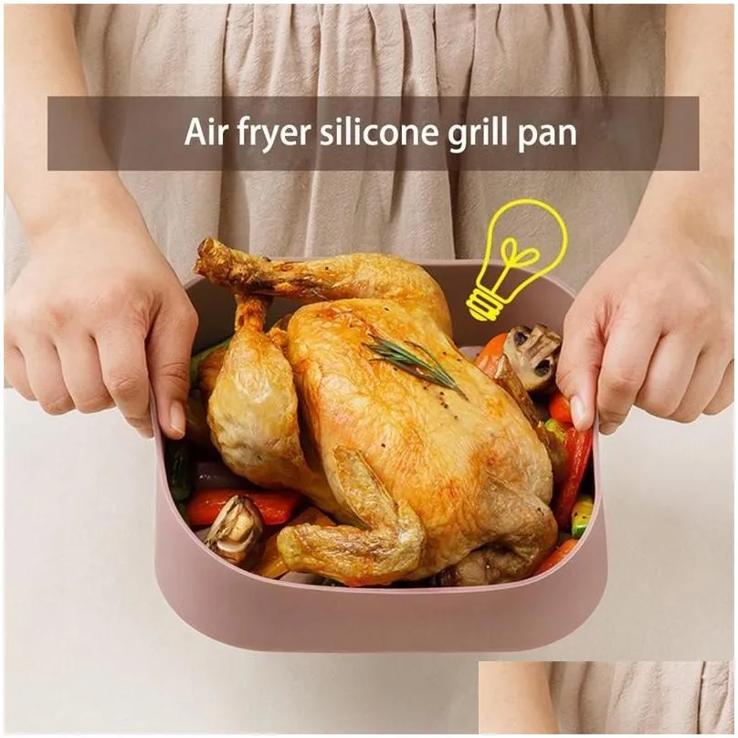 mats pads multifunctional airfryer silicone pot air fryers oven accessories bread fried chicken pizza basket baking tray fda dishes