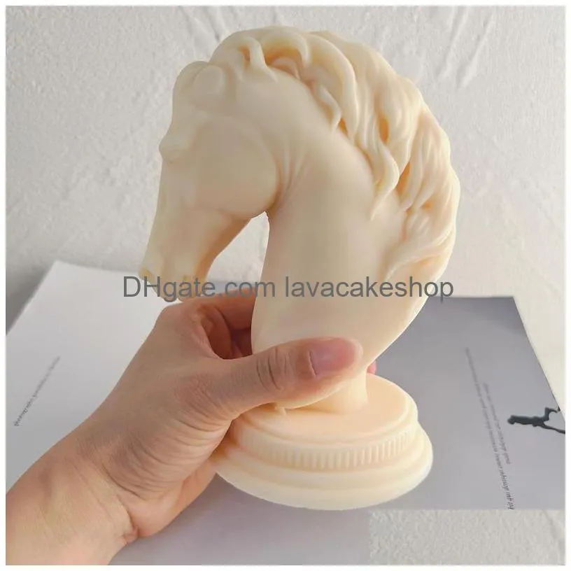 horse head statue candle silicone mold bust riding sculpture art figurine animal poney mould 220531