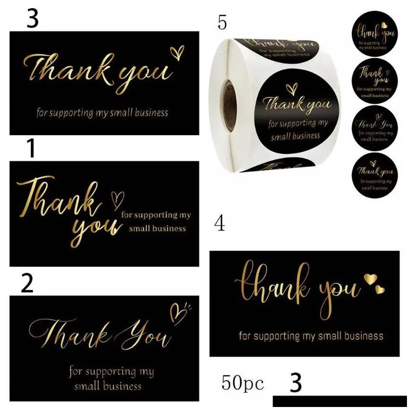gift wrap 50/500pcs thank you stickers for supporting my business thanks greeting cards candy bags paper seal label party favor