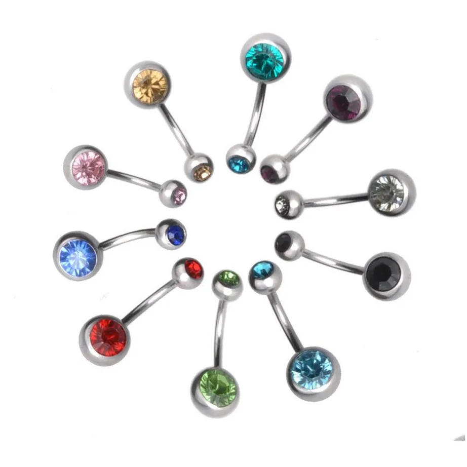 stainless steel belly button rings navel rings crystal hypoallergenic body piercing bars jewlery for womens bikini fashion jewelry