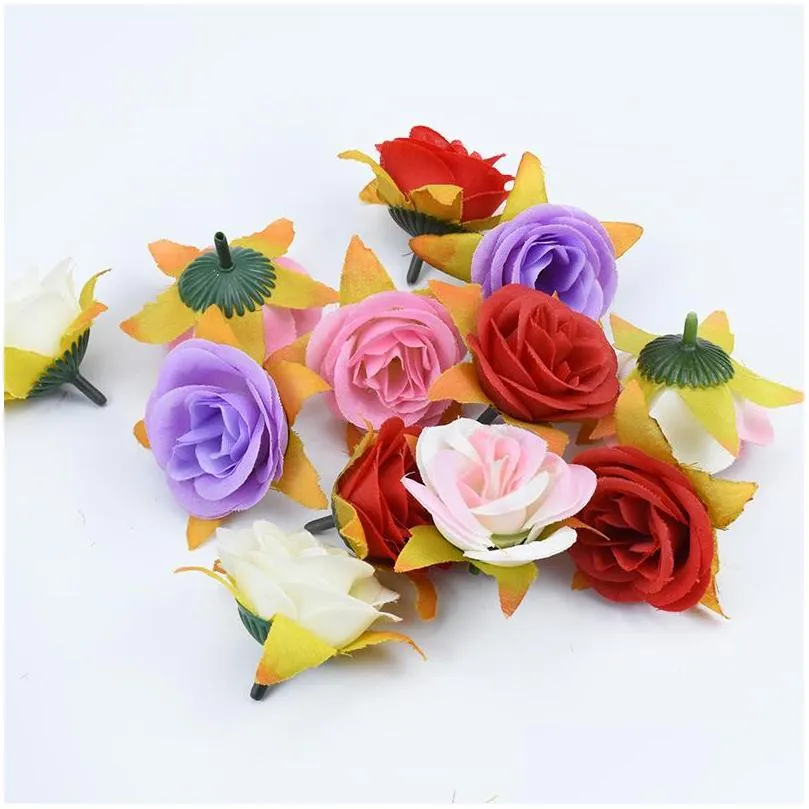 5cm silk roses christmas decorations for home wedding diy needlework scrapbooking flowers artificial plants fake plastic flowers1