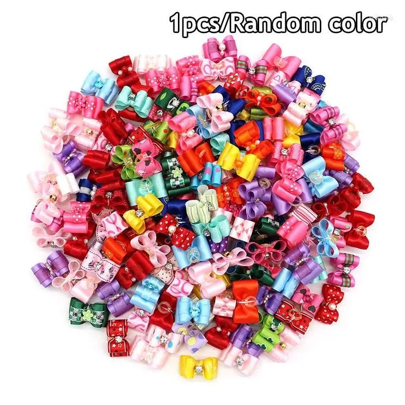 dog apparel pet cat hair bows lovely color mixing rubber band puppy kitten fashion pets headwear accessories 2022