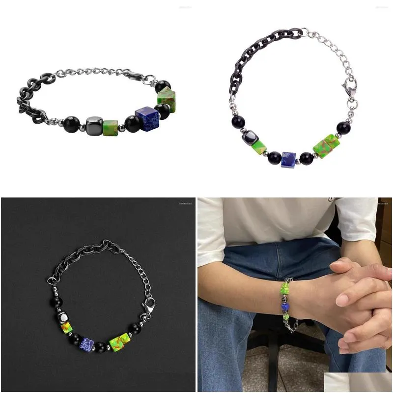 charm bracelets megin d stainless steel titanium cube beads ins bangle chains bracelet for men women couple friends gift fashion