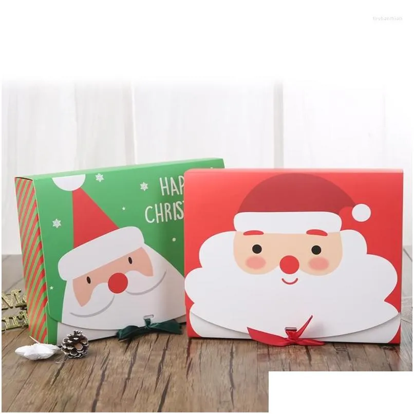 gift wrap christmas box 10pcs square merry paper packaging santa claus favor chocolate candy