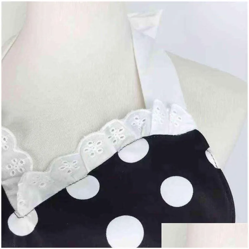 fashion cotton lace dot sleeveless antifouling apron kitchen supplies baking apron waiter work apron clothes y220426