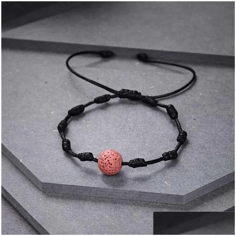 charm bracelets wholesale 2pcs/set matte lava stone natural bead bracelet string braiding couple for men women wish jewelry b441