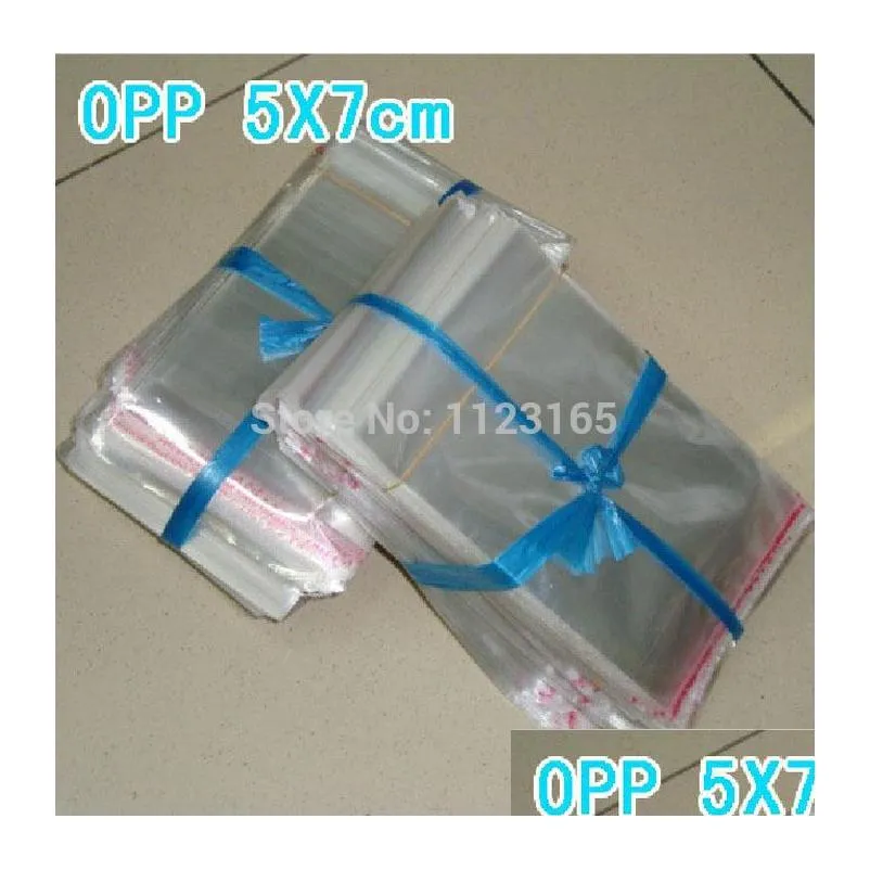 5x7cm1.97x2.76 1000pcs x clear opp self adhesive seal plastic bag resealable earing/ring packing pouch sticky tape sealing