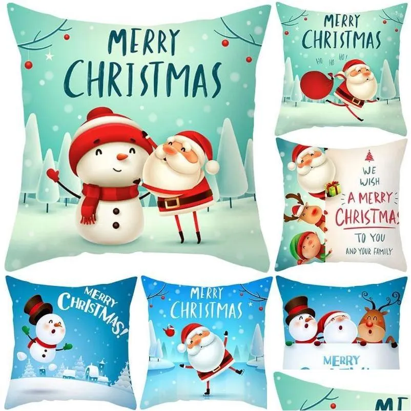 pillow case santa claus print sofa throw cushion cover car home christmas decor el decorative pillowcase