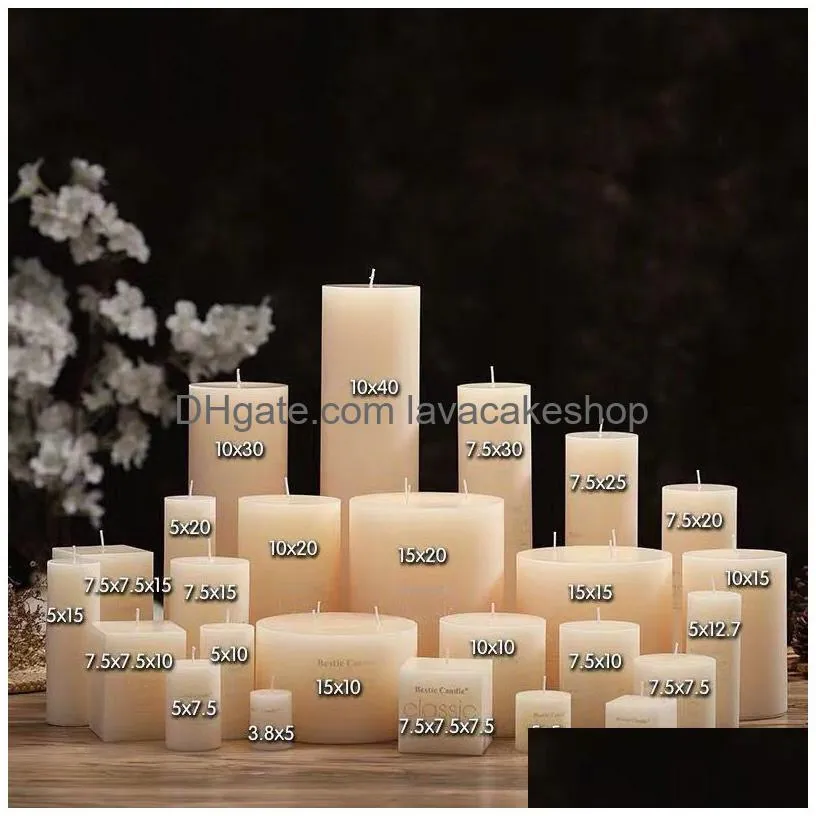 candles classic ivory white candle clindrical romantic smokeless candle home decoration shooting background props birthday gifts party